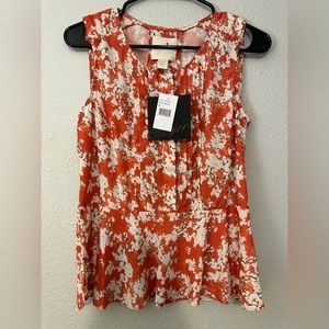 McGinn Orange Abstract Pattern Blouse Top Sleeveless Tank Tie In Back Women’s 2